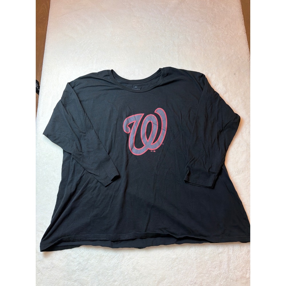 Fanatics MLB Washington Nationals Long Sleeve T-Shirt Black 4XL Logo Tee